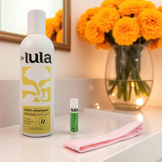 Kit Cuidado Natural Dr Lula – Shampoo y Jabón 2 en 1 (240 ml)+ Lipbalm (Rutina Completa)