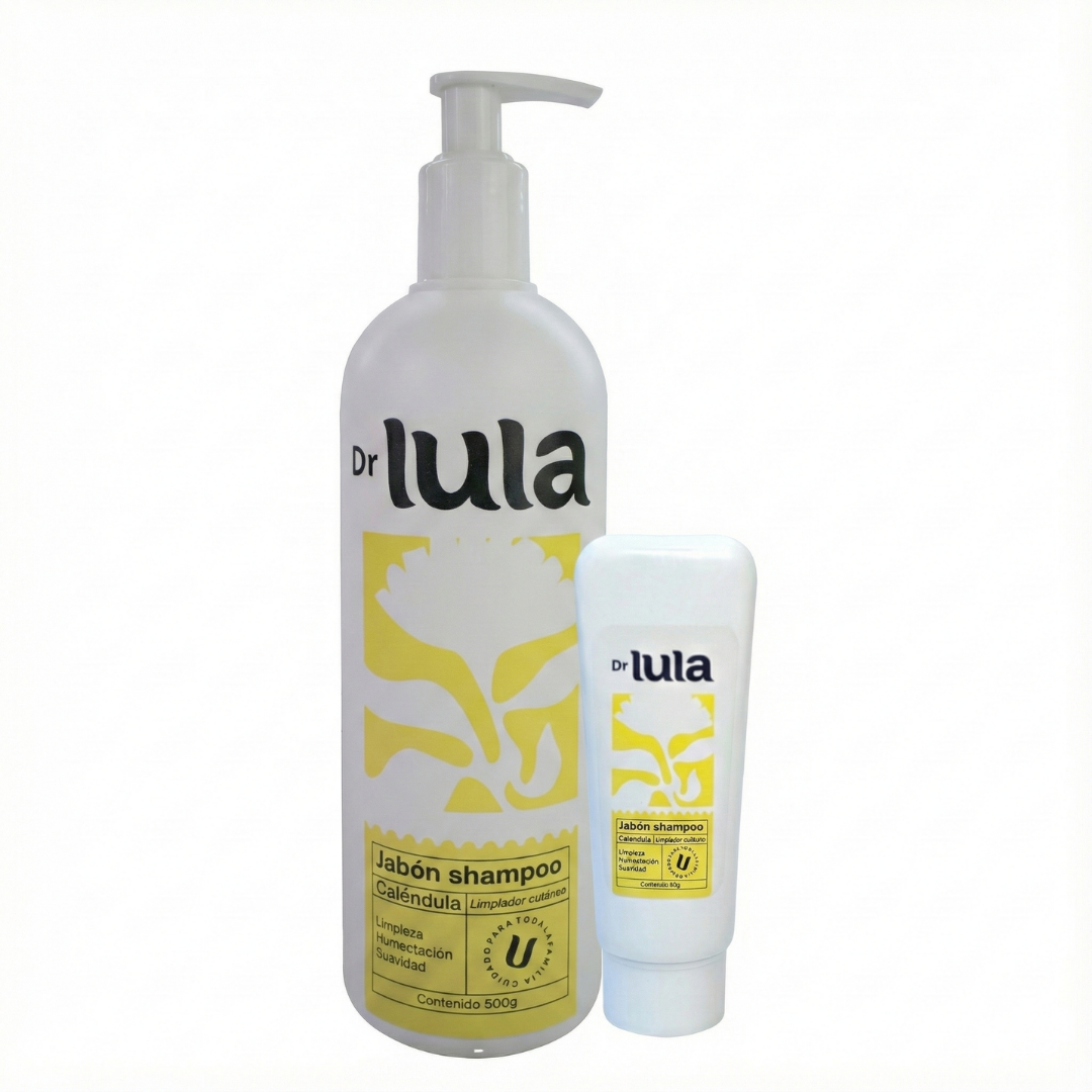 Pack Esencial Dr Lula – Shampoo y Jabón 2 en 1 Natural (Caléndula + Vitamina E) 500 mL + 60 mL