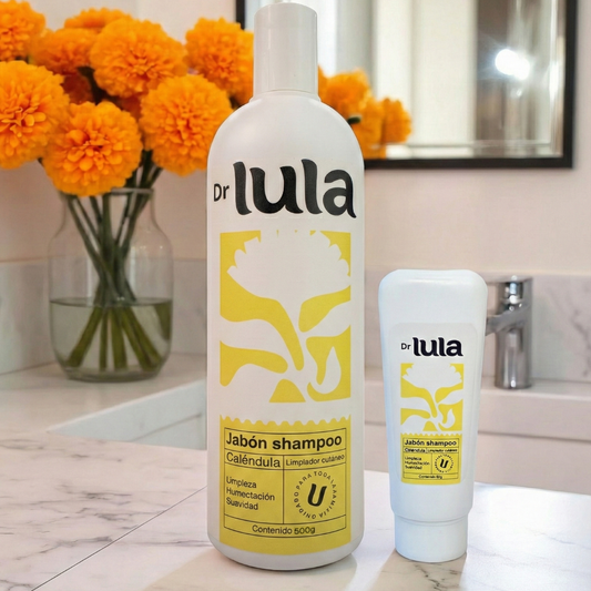 Pack Familiar Dr Lula – Shampoo y Jabón 2 en 1 Natural (Caléndula + Vitamina E) 500 mL + 60 mL